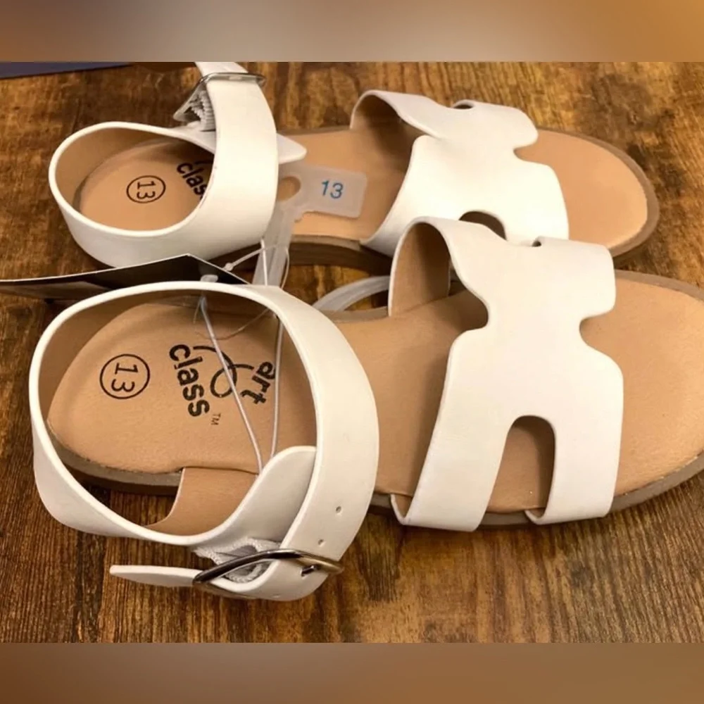 Kids' Mari Ankle Strap Sandals - Art Class™ White Open Toe Size 13 new - Picture 3 of 5